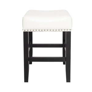 English Elm Christopher Knight Home® - 26-inch Backless Ivory Leather Counter Stool Set of 2 — Modern Bonded Leather, Bronze Hardwood Legs, 300 lb Capacity 74493.00IVR