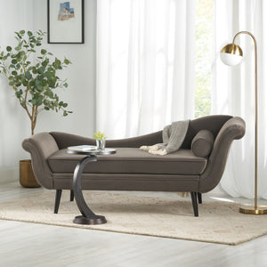 English Elm Chaise Lounge Velvet Upholstered with Birch Legs Elegant Salon Style Living Room Accent Taupe 69103.00TAU