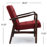 Christopher Knight Home® - Noble House - - Deep Red Fabric Mid Century Modern Club Chair