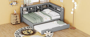 English Elm Wooden Twin Daybed with Storage Drawers Usb Charging Shelf and Pine Frame N733S347731E
