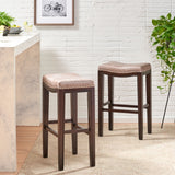 Christopher Knight Home® Tiffin Contemporary Studded Fabric Bar Stool, Gray, Dark Brown, and Silver - Set of 2