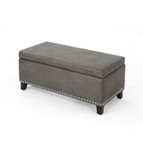 Christopher Knight Home® - Noble House - Caren Contemporary Microfiber Storage Ottoman with Nailhead Trim