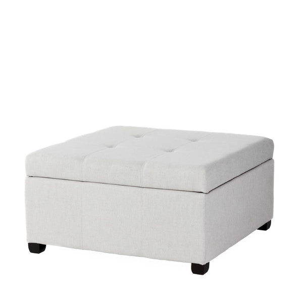 English Elm Carlsbad Tufted Waffle Lid Square Ottoman with Birch Legs for Living Room Storage 73426.00FLGY