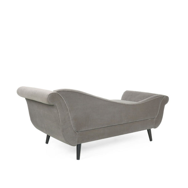 English Elm Chaise Lounge Velvet Upholstered with Birch Legs Elegant Salon Style Living Room Accent Taupe 69103.00TAU
