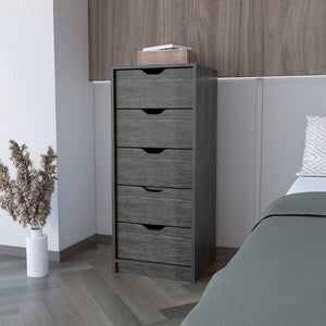 English Elm Kamran Smokey Oak Dresser - Narrow Five-Drawer Engineered Wood Storage for Bedroom & Home Decor B092142860