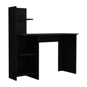 English Elm Desk Wichita Modern Black Engineered Wood Desk with Three Open Shelves 47" Work Surface for MonitorsDesk Wichita Modern Black Engineered Wood Desk with Three Open Shelves 47" Work Surface for Monitors B092142836