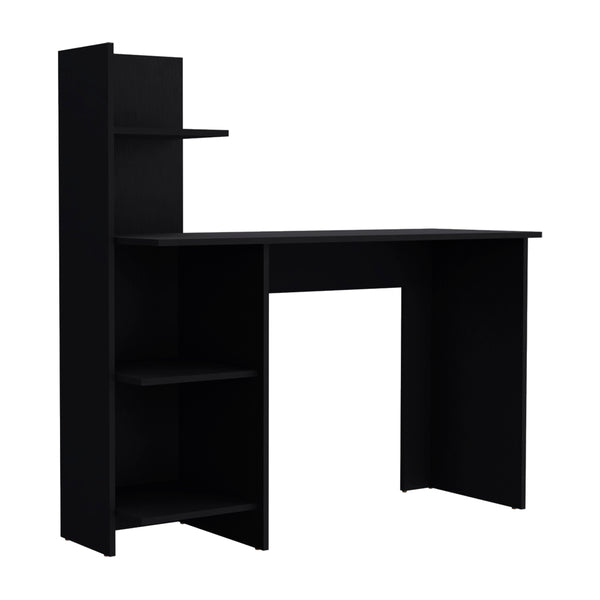 English Elm Desk Wichita Modern Black Engineered Wood Desk with Three Open Shelves 47" Work Surface for MonitorsDesk Wichita Modern Black Engineered Wood Desk with Three Open Shelves 47" Work Surface for Monitors B092142836