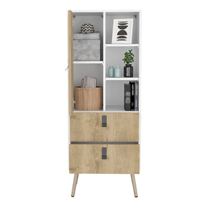 English Elm Tall Magness Tall Dresser with Side Door & Two Drawers in White Macadamia — Space-Saving Vertical Storage, Engineered Wood Finish B092142842