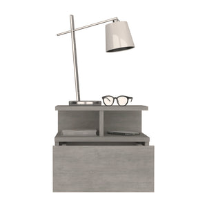 English Elm Nightstand Floating Flopini Concrete Gray — Wall-Mounted Engineered Wood, Drawer & 14" Shelf Space B092142830