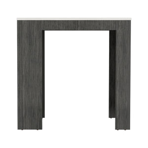 English Elm Kitchen Island Doyle Smoky Oak with Ibiza Marble Top, Compact Prep Table w/ 3 Shelves, Engineered Wood B092142834