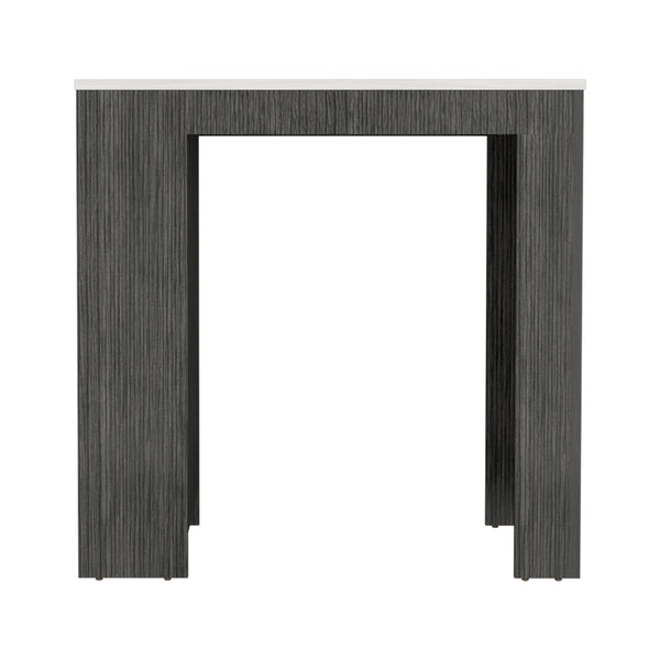 English Elm Kitchen Island Doyle Smoky Oak with Ibiza Marble Top, Compact Prep Table w/ 3 Shelves, Engineered Wood B092142834
