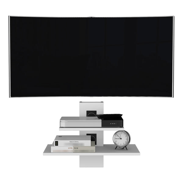 English Elm Shelf Ruston White Engineered Wood Floating Shelf for Living Room – Sleek Finish, Cable Grommets, Durable Design B092142854