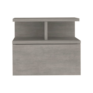 English Elm Nightstand Floating Flopini Concrete Gray — Wall-Mounted Engineered Wood, Drawer & 14" Shelf Space B092142830