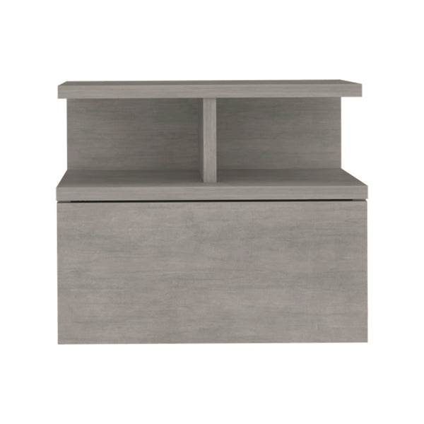 English Elm Nightstand Floating Flopini Concrete Gray — Wall-Mounted Engineered Wood, Drawer & 14" Shelf Space B092142830