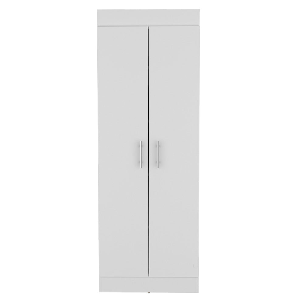 English Elm Pantry Cabinet Clinton White — Slim 73.2" Engineered Wood Kitchen Storage with Metal Handles, Shelves B092142840