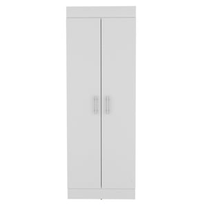 English Elm Pantry Cabinet Clinton White — Slim 73.2" Engineered Wood Kitchen Storage with Metal Handles, Shelves B092142840