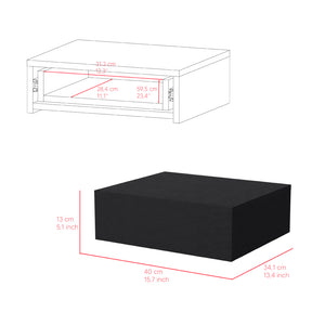 English Elm Nightstand Isola Wall-Mounted Black Engineered Wood – Space-Saving Floating Design with Large Drawer and 15.7" Top Surface B092142819