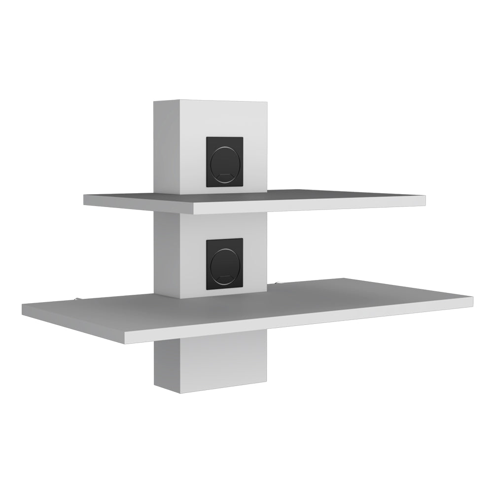 English Elm Shelf Ruston White Engineered Wood Floating Shelf for Living Room – Sleek Finish, Cable Grommets, Durable Design B092142854