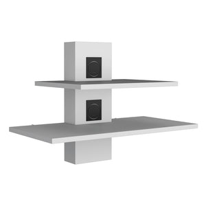 English Elm Shelf Ruston White Engineered Wood Floating Shelf for Living Room – Sleek Finish, Cable Grommets, Durable Design B092142854