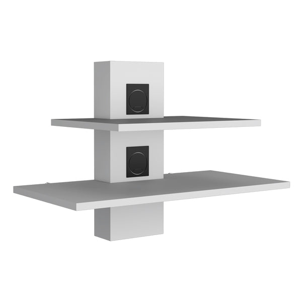 English Elm Shelf Ruston White Engineered Wood Floating Shelf for Living Room – Sleek Finish, Cable Grommets, Durable Design B092142854
