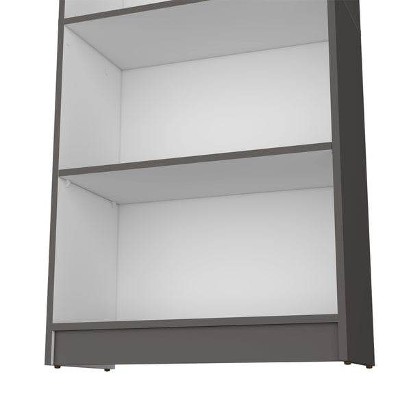 English Elm Bookcase Benzoni 4-Shelves Matt Gray/White – Space-Savvy Engineered Wood Design with Extra Lower Storage and Durable Construction B092142825