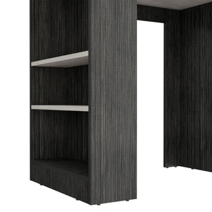 English Elm Kitchen Island Doyle Smoky Oak with Ibiza Marble Top, Compact Prep Table w/ 3 Shelves, Engineered Wood B092142834