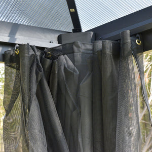 English Elm 10' X 10' Hardtop Gazebo Canopy - Stylish Aluminum Frame Pavilion With Double Roof & Mesh Curtains W2225S00034