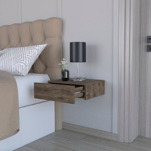 English Elm Nightstand Isola Wall-Mounted Dark Brown Engineered Wood | Space-Saving Drawer, Spacious Top (90") B092142815