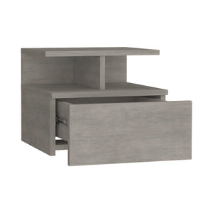 English Elm Nightstand Floating Flopini Concrete Gray — Wall-Mounted Engineered Wood, Drawer & 14" Shelf Space B092142830