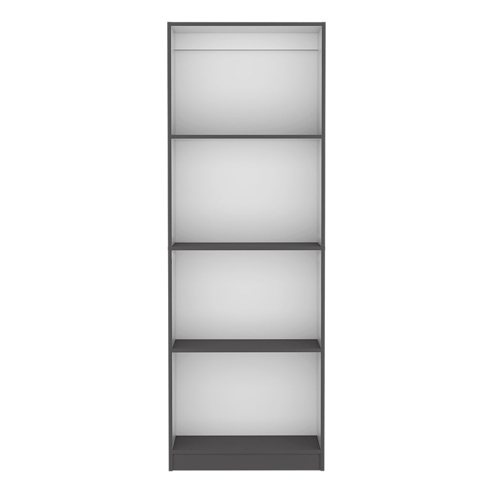 English Elm Bookcase Benzoni Four-Tier Engineered Wood, Matt Gray/White – Space-Saving, Timeless Office Storage B092142824