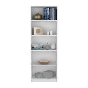 English Elm Bookcase Benzoni 4-Shelf White Engineered Wood Space-Savvy Design Durable Extra Lower Storage B092142821