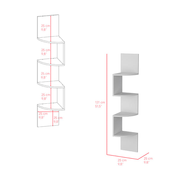 English Elm Shelf Crestone Wall-Mounted Floating Shelf in White — 4 Spacious Engineered Wood Shelves for Living Room Decor and Storage B092142848