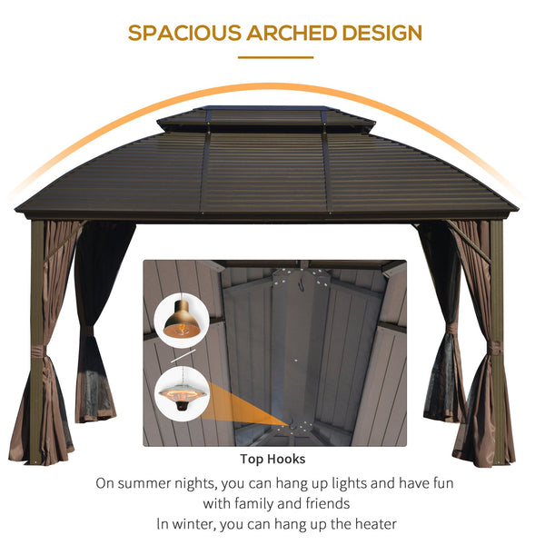 English Elm 10' X 12' Hardtop Gazebo Canopy - Durable Aluminum Frame, Weather-Resistant Pavilion With Privacy Curtains & Mesh W2225S00036