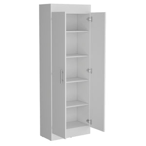English Elm Pantry Cabinet Clinton White — Slim 73.2" Engineered Wood Kitchen Storage with Metal Handles, Shelves B092142840