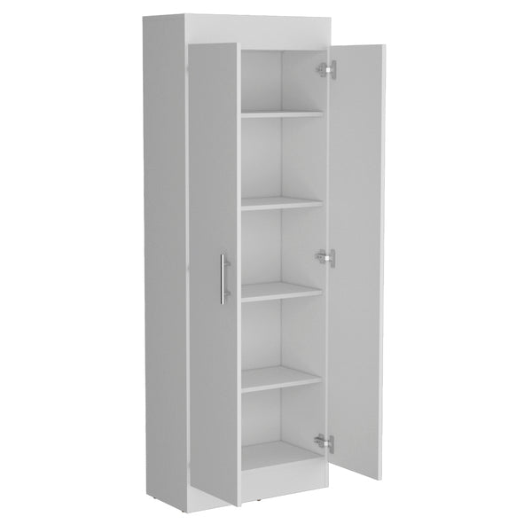 English Elm Pantry Cabinet Clinton White — Slim 73.2" Engineered Wood Kitchen Storage with Metal Handles, Shelves B092142840