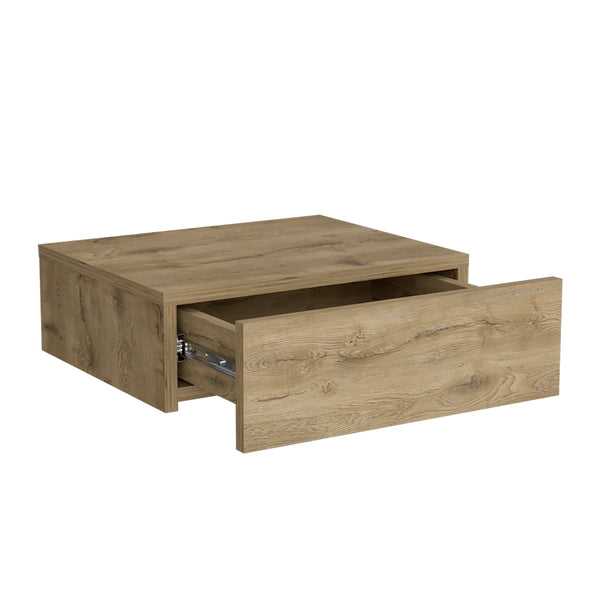 English Elm Nightstand Wall-Mounted Isola Macadamia Beige – Space-Saving Floating Design with Deep Drawer & Top Surface B092142818