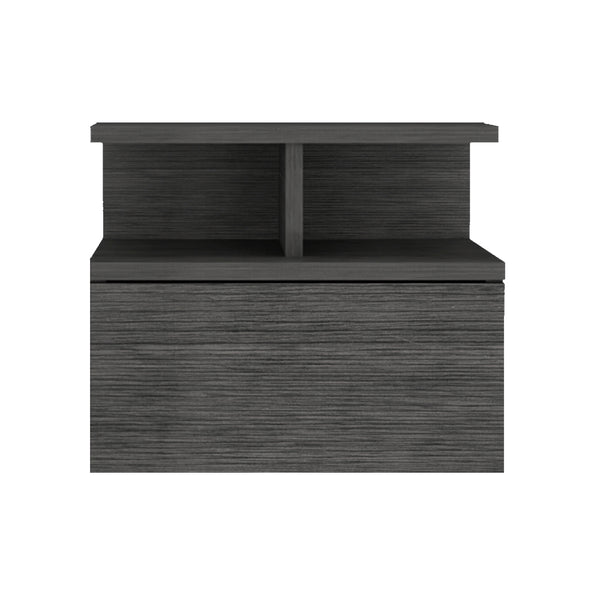 English Elm Nightstand Floating Flopini Smokey Oak – Wall-Mounted Engineered Wood Nightstand with Drawer, Space-Saving Shelf and Modern Gray Finish B092142831