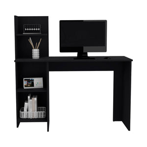 English Elm Desk Wichita Modern Black Engineered Wood Desk with Three Open Shelves 47" Work Surface for MonitorsDesk Wichita Modern Black Engineered Wood Desk with Three Open Shelves 47" Work Surface for Monitors B092142836
