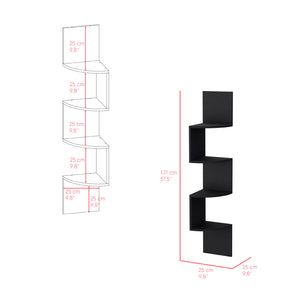 English Elm Shelf Crestone Wall-Mounted Black Engineered Wood Shelf with Four Spacious Display Shelves for Living Room Decor and Storage B092142847