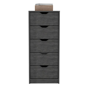 English Elm Kamran Smokey Oak Dresser - Narrow Five-Drawer Engineered Wood Storage for Bedroom & Home Decor B092142860