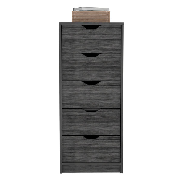 English Elm Kamran Smokey Oak Dresser - Narrow Five-Drawer Engineered Wood Storage for Bedroom & Home Decor B092142860