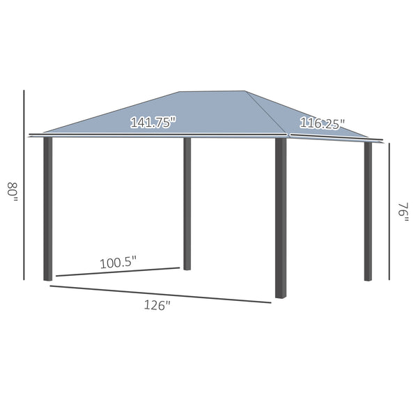 English Elm 10' X 12' Hardtop Gazebo Canopy With Uv-Resistant Roof, Ventilation, And Insect-Free Design For Outdoor Fun W2225S00032