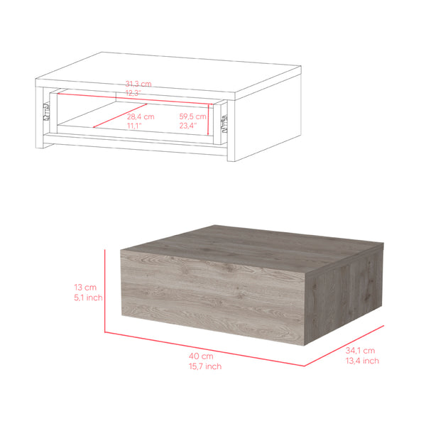 English Elm Nightstand Isola Wall-Mounted Light Gray Engineered Wood, Space-Saving Floating Design with Spacious Top & Generous Drawer B092142817