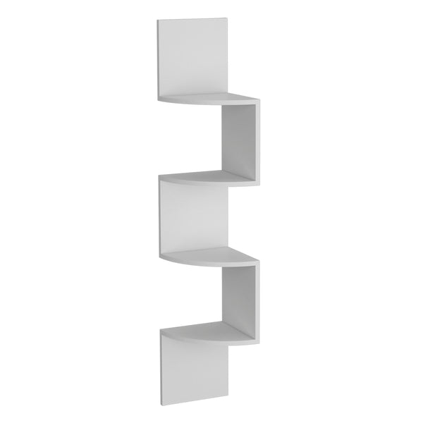 English Elm Shelf Crestone Wall-Mounted Floating Shelf in White — 4 Spacious Engineered Wood Shelves for Living Room Decor and Storage B092142848