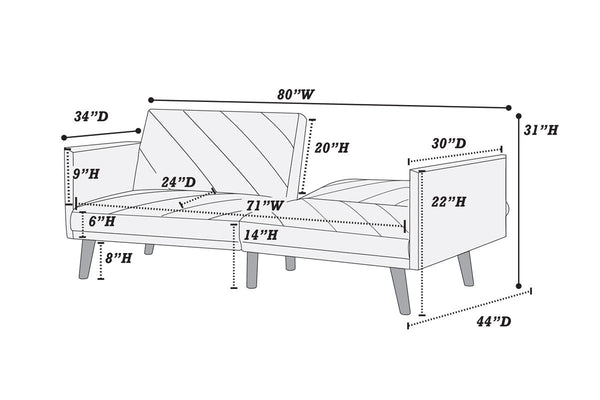 English Elm Adjustable Sofa In Black Faux Leather - Modern Design, Versatile Comfort For Small Spaces & Guests B089127413