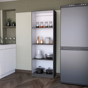 English Elm Bookcase Benzoni Four-Tier Engineered Wood, Matt Gray/White – Space-Saving, Timeless Office Storage B092142824