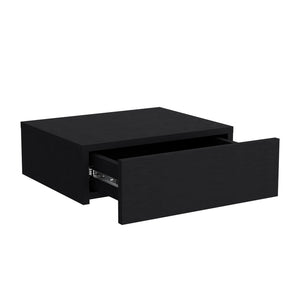 English Elm Nightstand Isola Wall-Mounted Black Engineered Wood – Space-Saving Floating Design with Large Drawer and 15.7" Top Surface B092142819