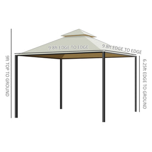 English Elm 10' X 10' Steel Outdoor Patio Gazebo With Vented Canopy & Privacy Curtains For Stylish Gatherings W2225S00029