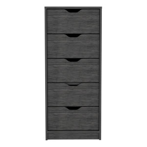 English Elm Kamran Smokey Oak Dresser - Narrow Five-Drawer Engineered Wood Storage for Bedroom & Home Decor B092142860