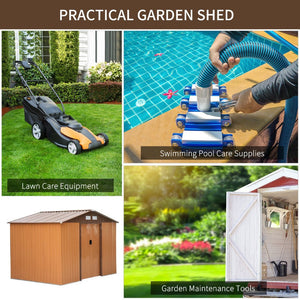 English Elm 9' Galvanized Steel Backyard Shed with Sliding Doors Four Vents and Included Foundation Base W2225S00033